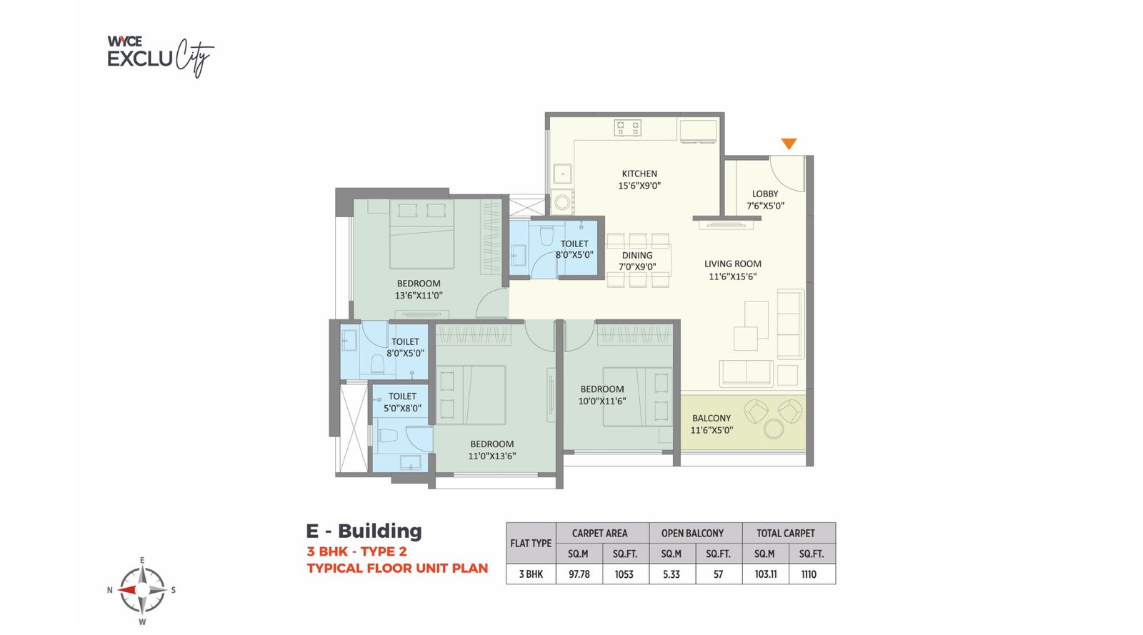 Saniket-WYCE-Exclucity-3-BHK-Type-2